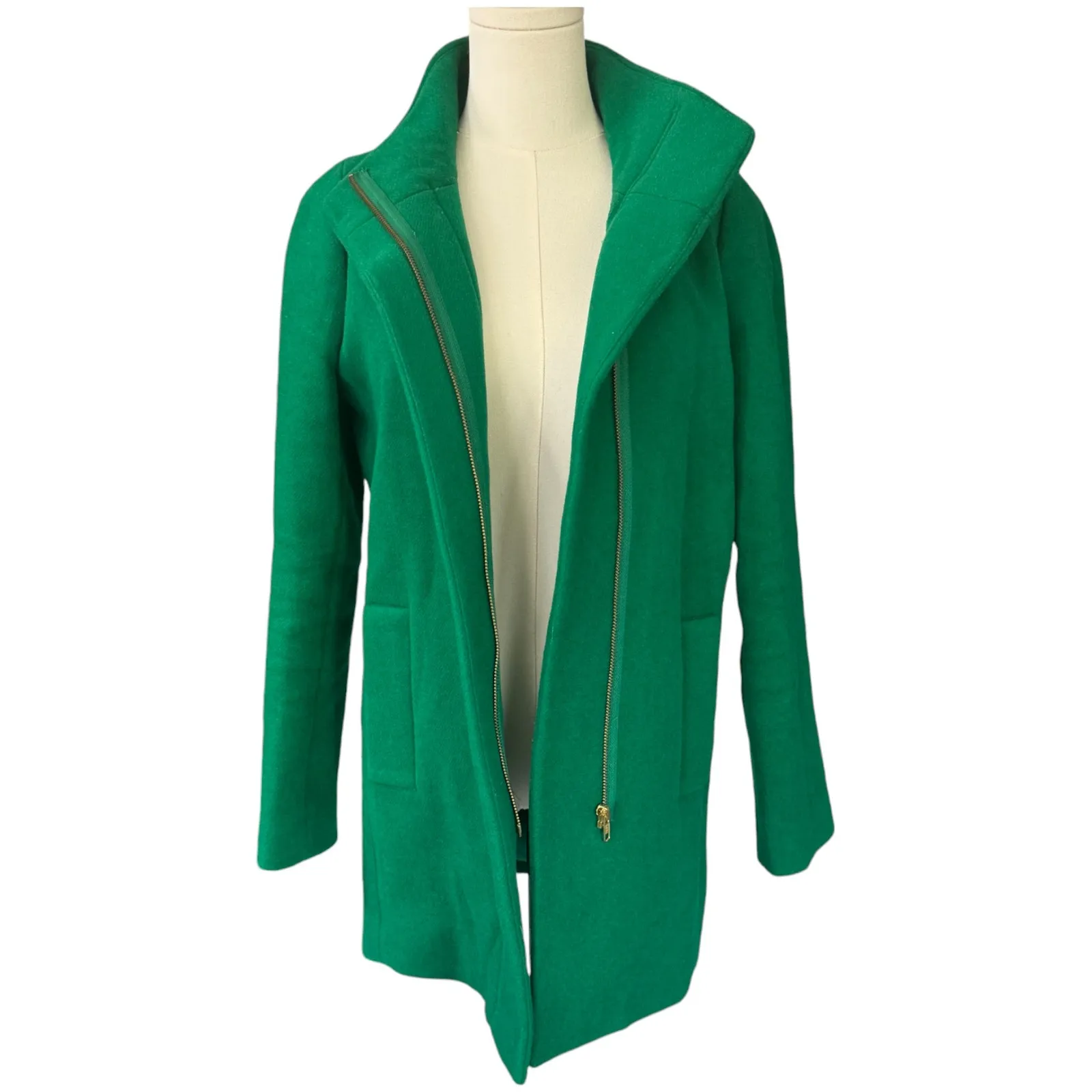 J. Crew Wool Blend City Coat Emerald Green Size 0 Style F5325‎ - Image 5
