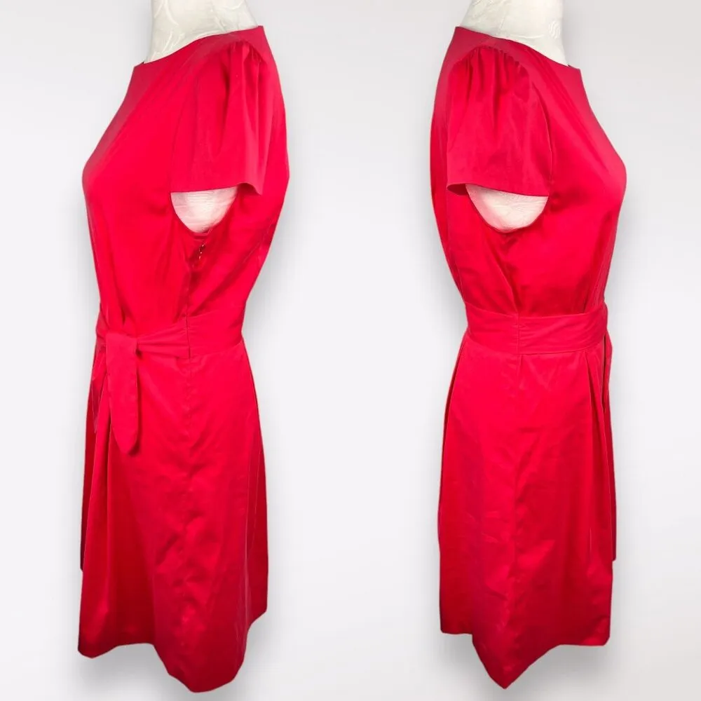 Theory Analba Red Knee Length Dress Cap Sleeve Belted Small ❗️FLAWED❗️ - Image 5