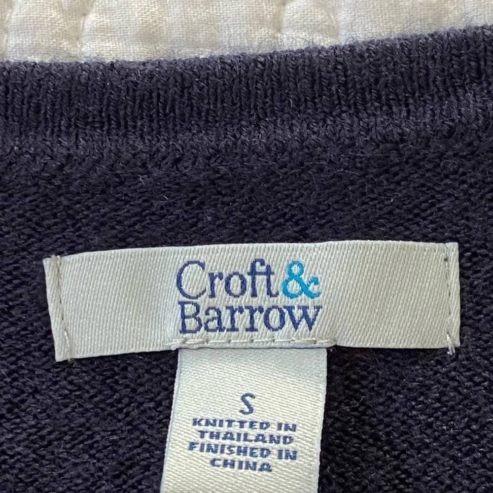 Croft & Barrow Navy Open Front Short Sleeve Cropped Bolero Cardigan Size Small - Image 4