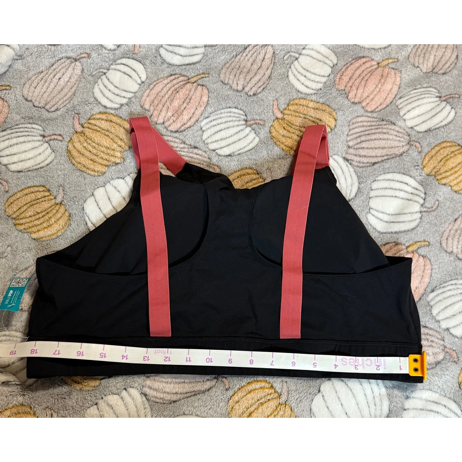 NWOT Walk Pop Women Black Dusty Pink Sports Bra Size 3X Strappy Removable Padded - Image 5