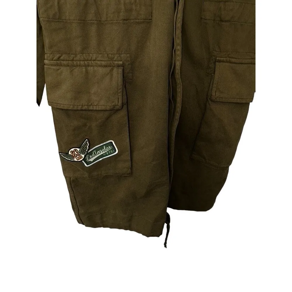 Zara Basic Z1975 Denim Dark Green Long Military Jacket w/ Patches Women's XS New - Image 6