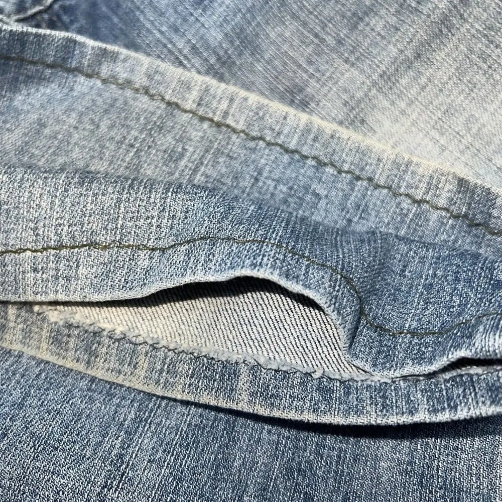 Tommy Hilfiger Womens Boyfriend Blue Jeans Size 32 x 29 Hemmed Y2K Distressed - Image 8