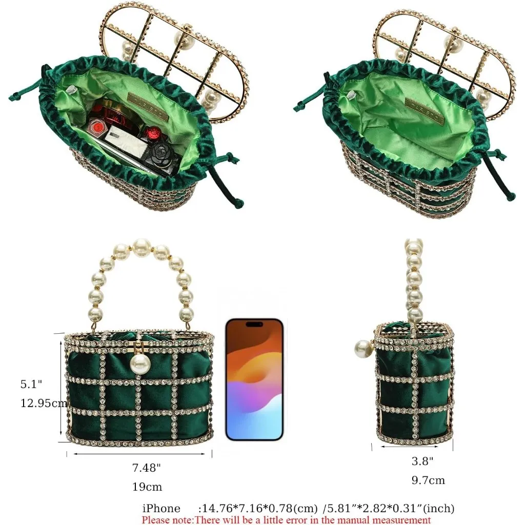 ⚡Women's Red Detachable Pearl Diamond Chain Soft Velvet Shoulder Clutch Handbag - Image 4