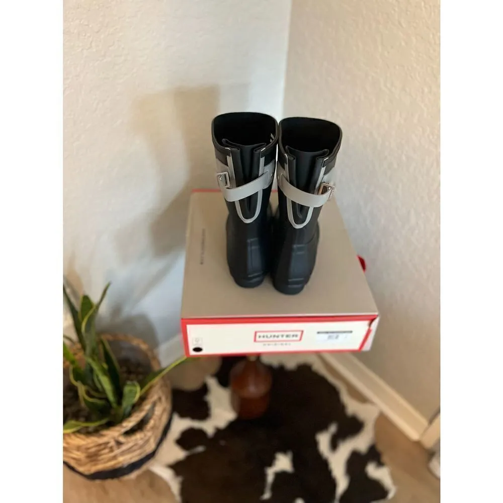 HUNTER Original Short Back Adjustable‎ Rain Boot, BLACK GRAY, Size 9, NWT - Image 15