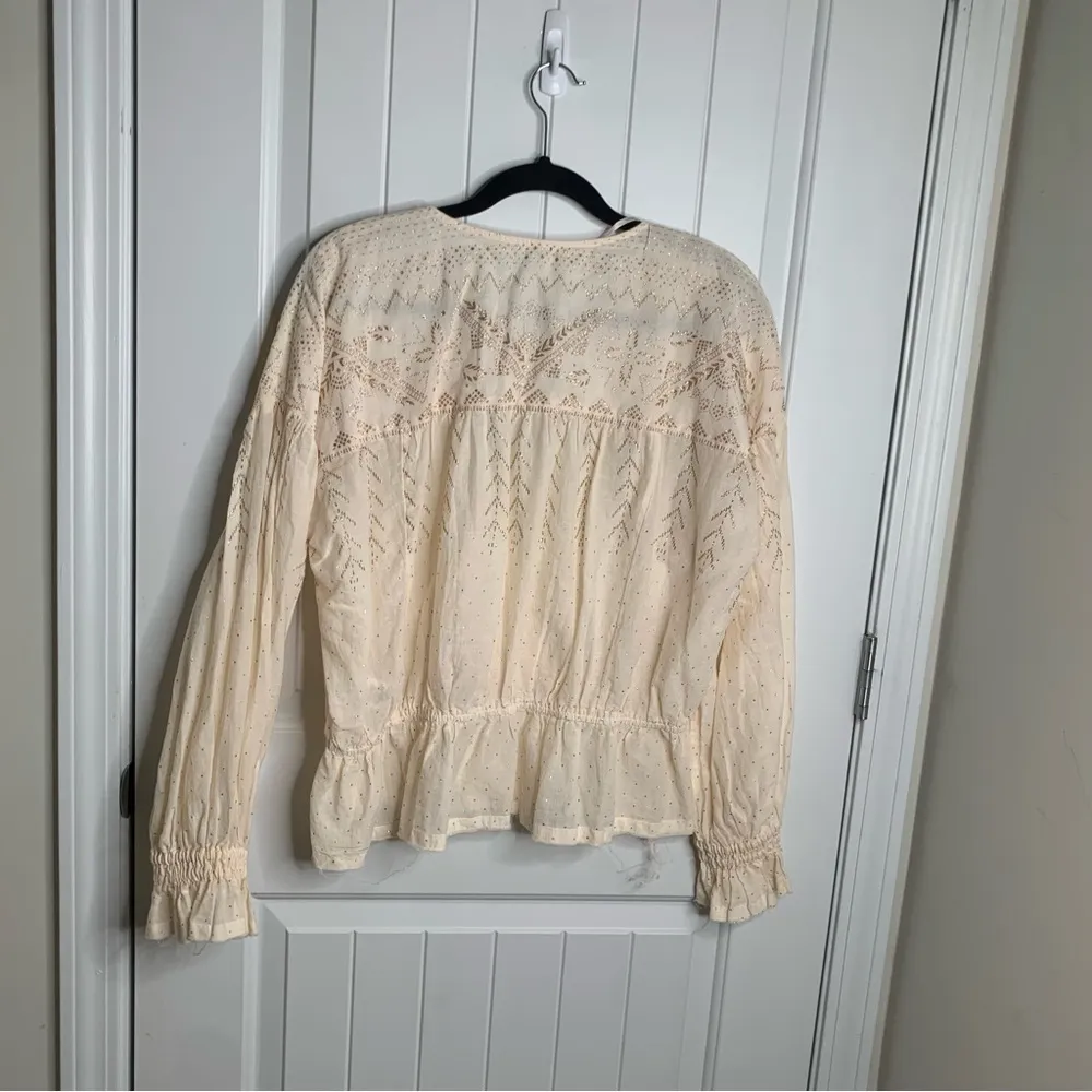 Free People counting stars gold peasant blouse boho size large‎ - Image 6