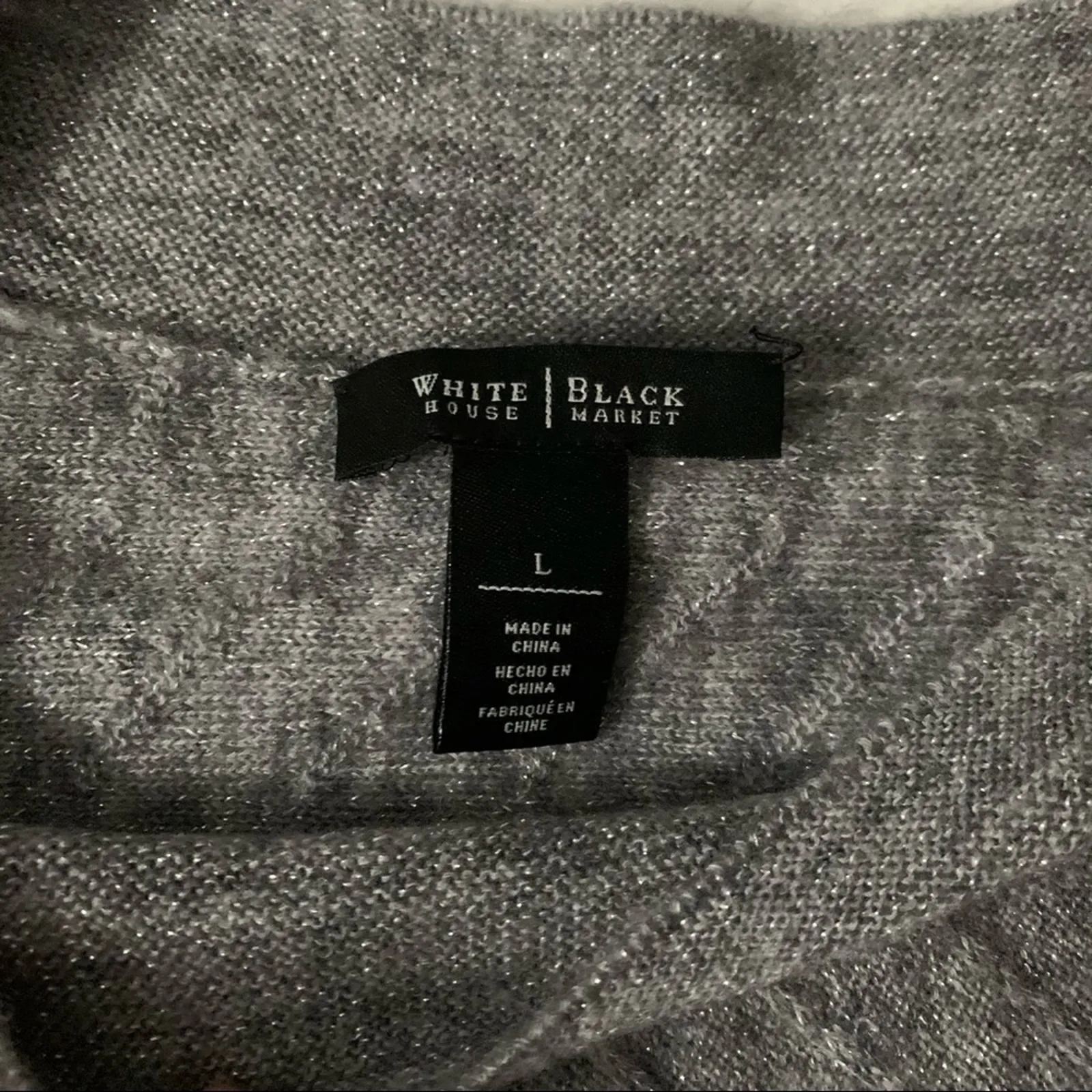 WHBM Metallic Grey Sweater Dolman Sleeve Wool Blend Size L - Image 3