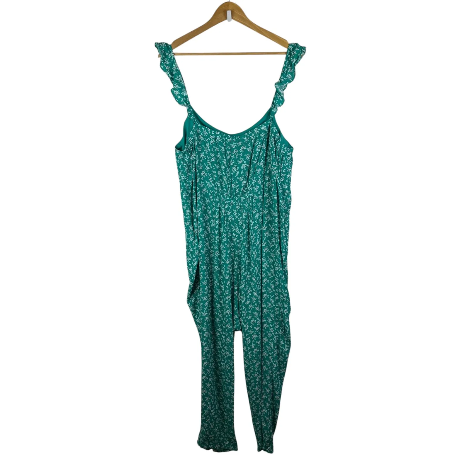 The Nines by Hatch Green Floral Ruffle Strap Jumpsuit Size XXL Maternity Boho - Image 5