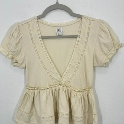 BDG Urban Outfitters Peplum Top Cream Lace V Neck Boho Prairie Festival Babydoll - Image 4