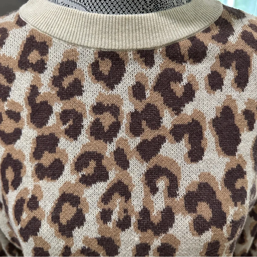 A New Day Leopard Print Crewneck Sweater Small – Baddie / Mob Wife Chic - Image 3