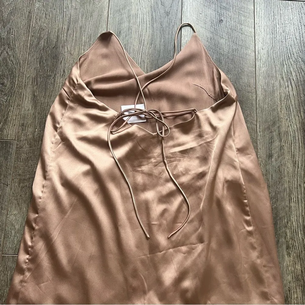 NWT Urban Outfitters Satin Tie Back Slip Dress Bronze Size Small - Image 11