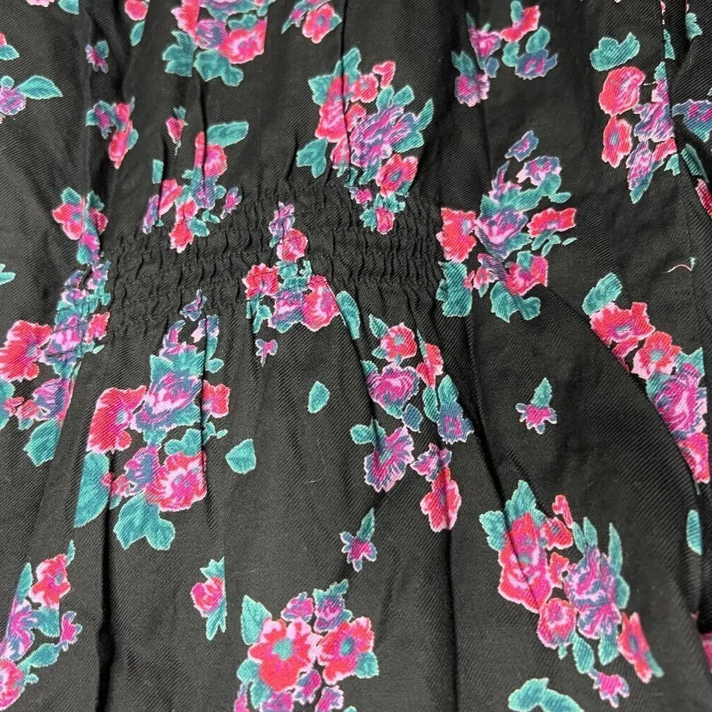 Billabong Women's Floral Button-Up Shirt Size S 100% Cotton Black‎ & Pink - Image 8