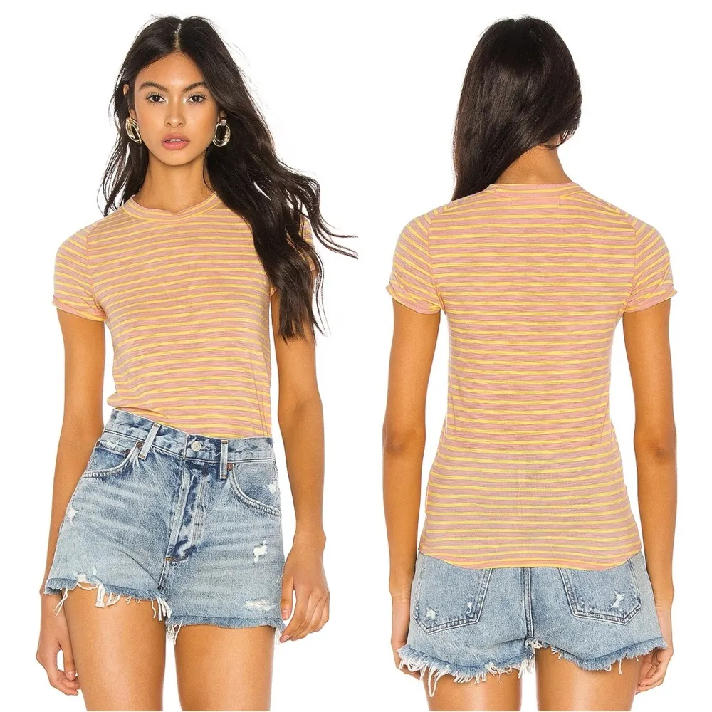 Free People • Night Sky Tee pink stripe Summer Rose baby t shirt - Image 6