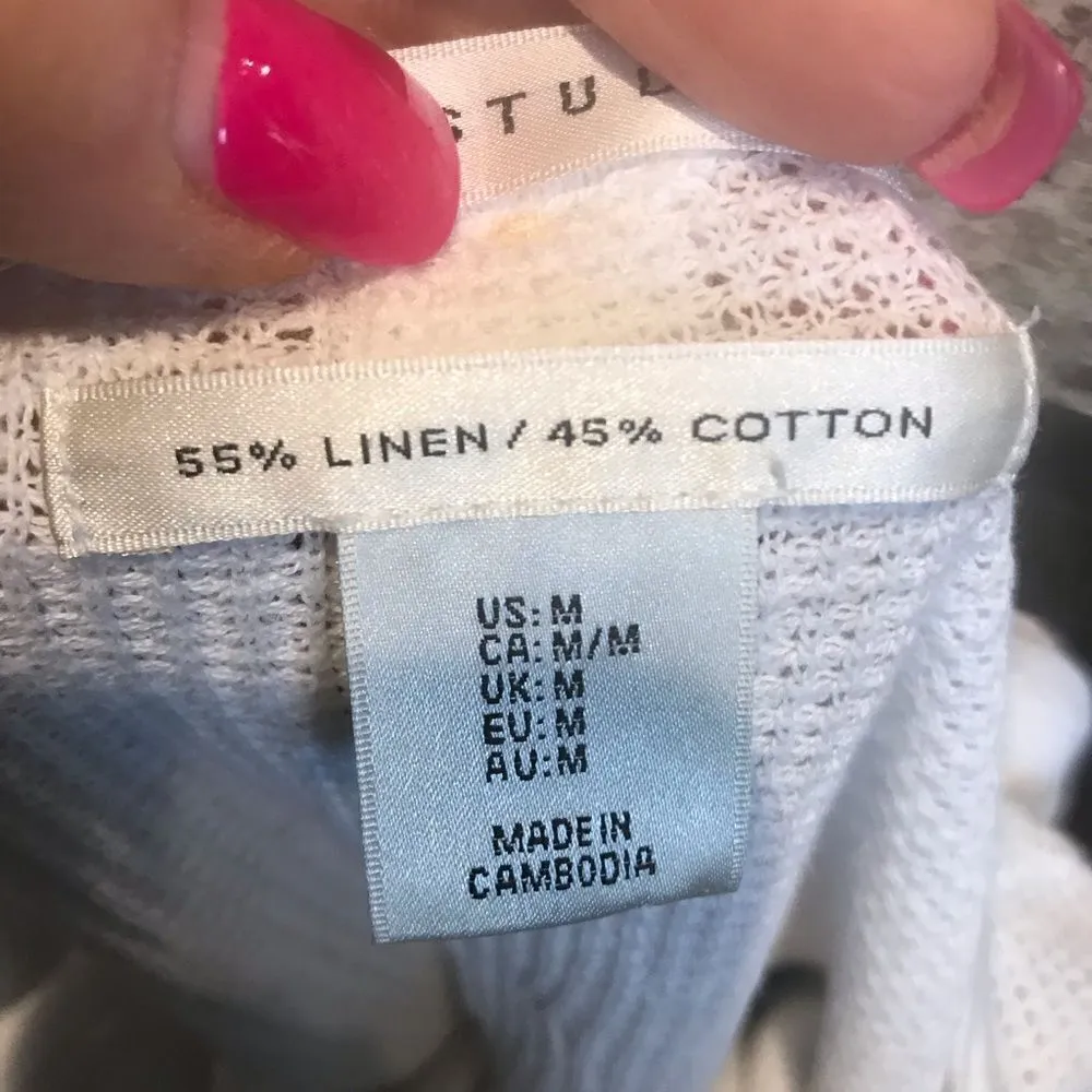 Max Studio  Linen Sweatshirt Medium - Image 6