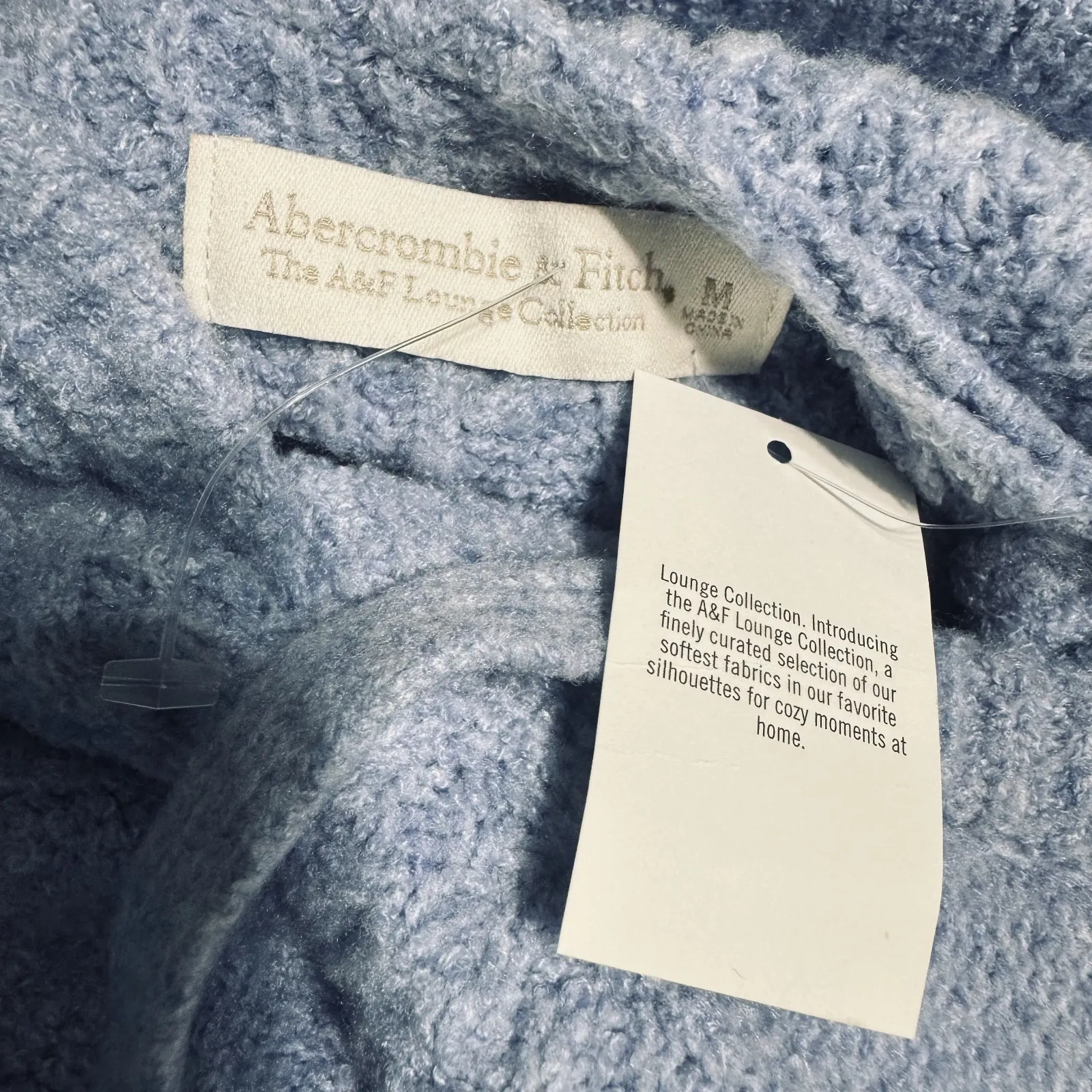 NWT Abercrombie & Fitch Womens M Light Blue Super Soft Hooded Sweater Lounge - Image 7