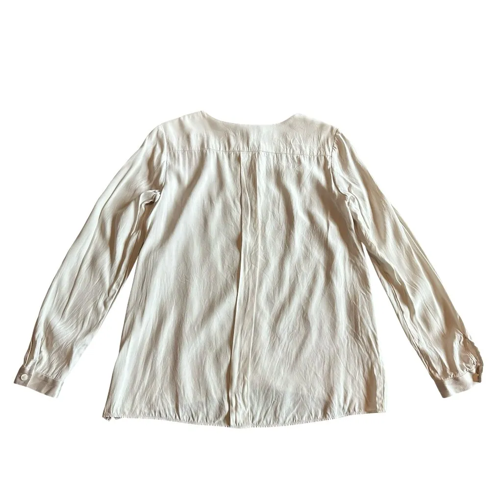Lafayette 148 100% Silk Long Sleeve Blouse Top Shirt Cream Satin Size 4 Women's - Image 6