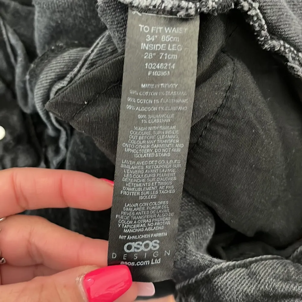 ASOS Black Slouchy High Rise Straight Leg Denim Jeans Size 34/28 Petite - Image 7