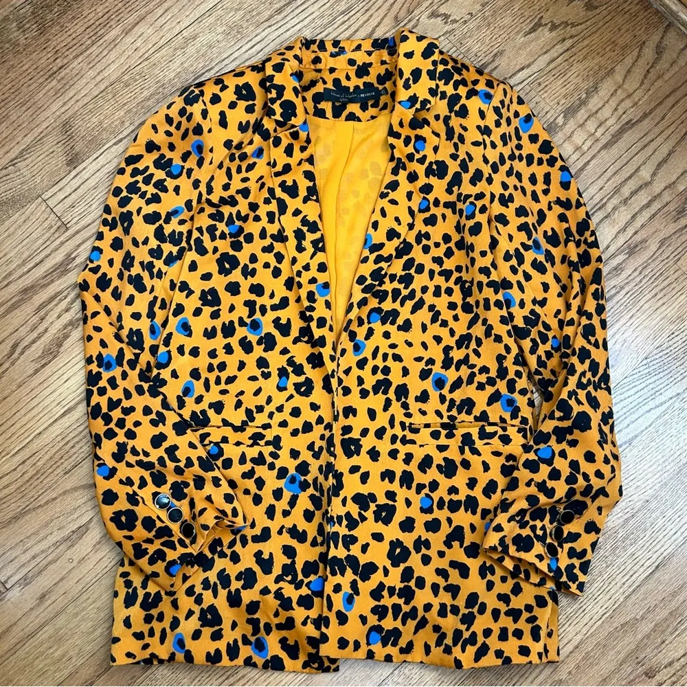 House Of Harlow x Revolve | Talia Jacket Leopard Print Open Blazer Size S Orange - Image 8