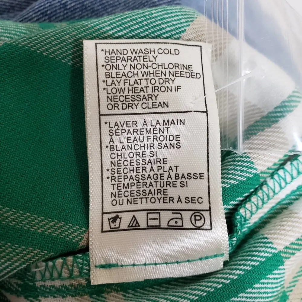 STEVE MADDEN Womens S Denim Flannel Mix Shirt Jacket Green Plaid NEW - Image 12