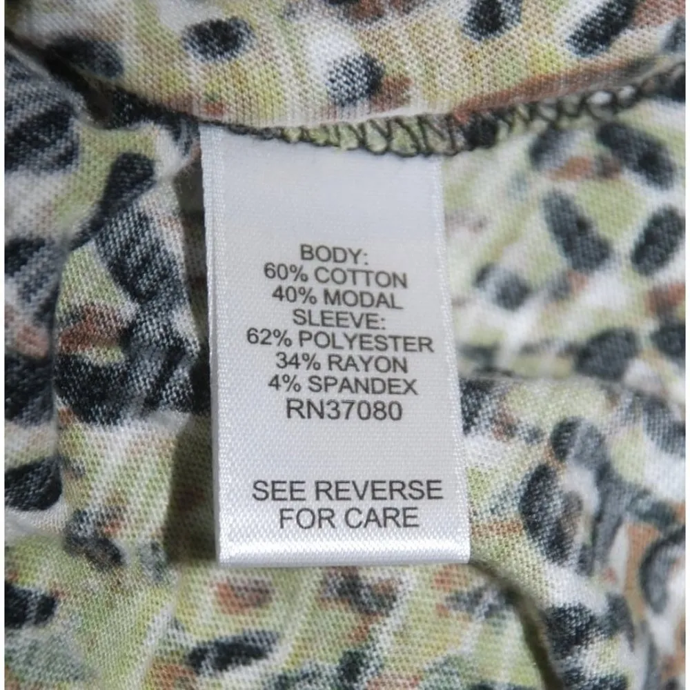 Cato Est. 1946 Green Leopard Print T-Shirt Top Size XL Stretch Short Sleeve - Image 9
