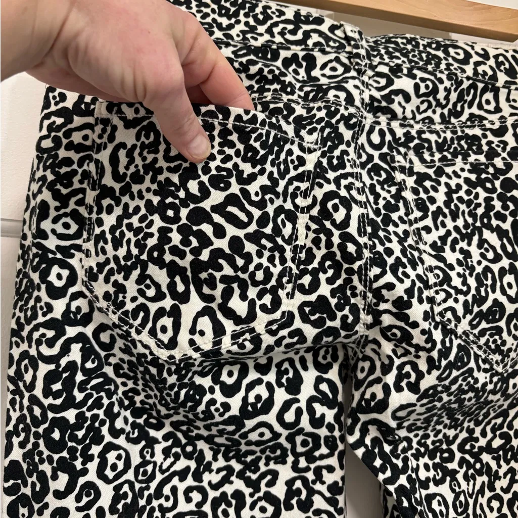 Ann Taylor Leopard Print Straight Leg Pants Black/White Snow Leopard Edgy Glam - Image 7