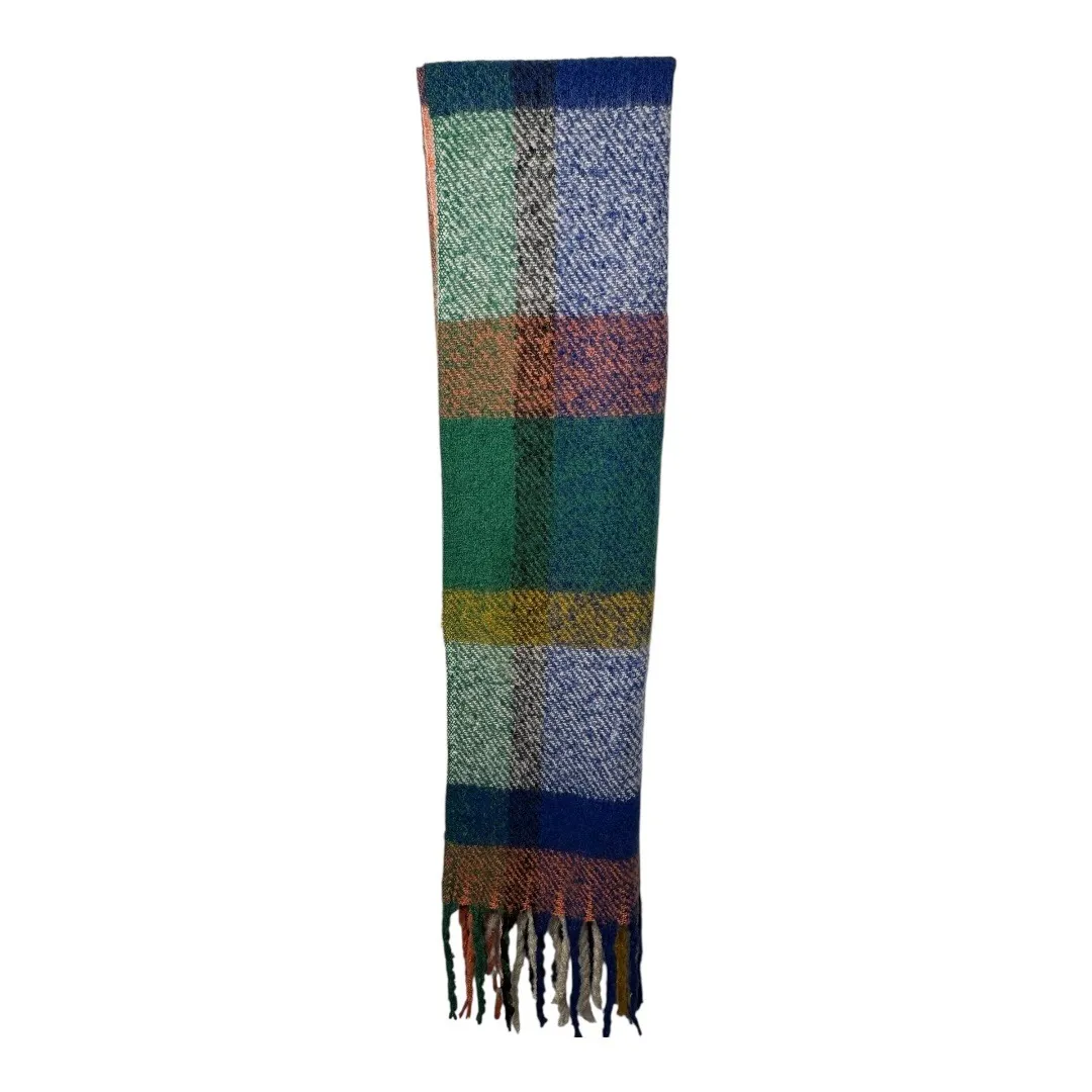 Lizard Thicket Blanket Scarf Plaid Checkered Multicolor Fringe‎ Cozy Shawl NWT - Image 4