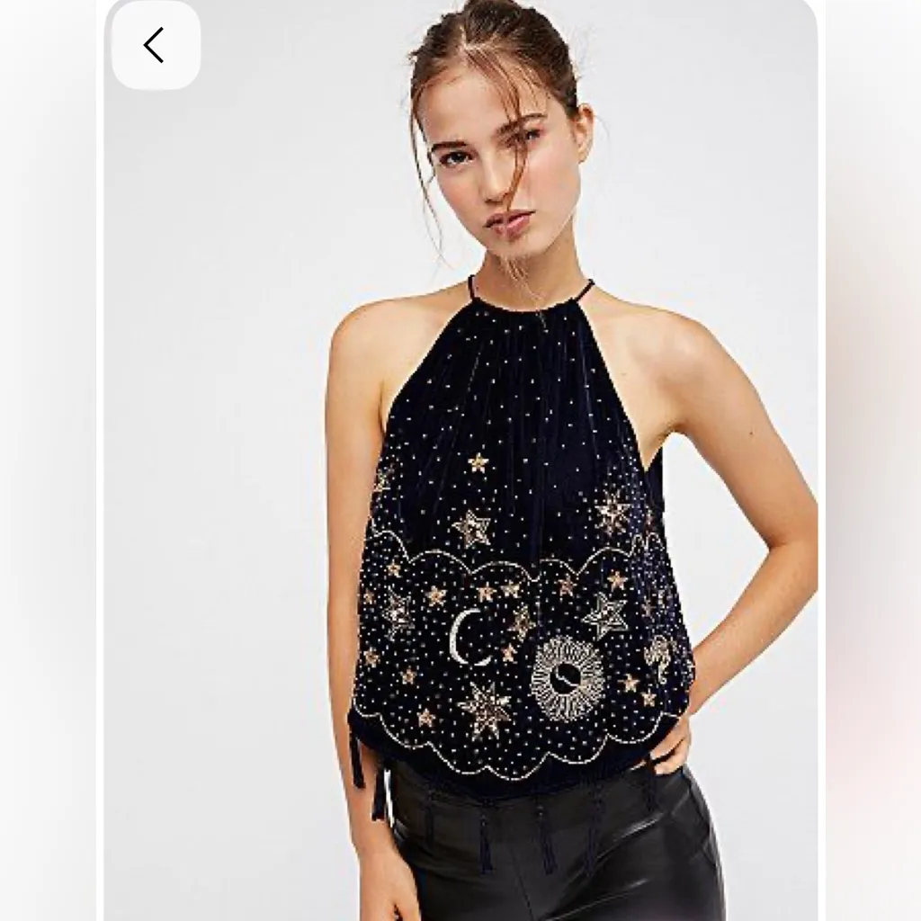 Free People  Midnight Magic Embellished Top - Image 3