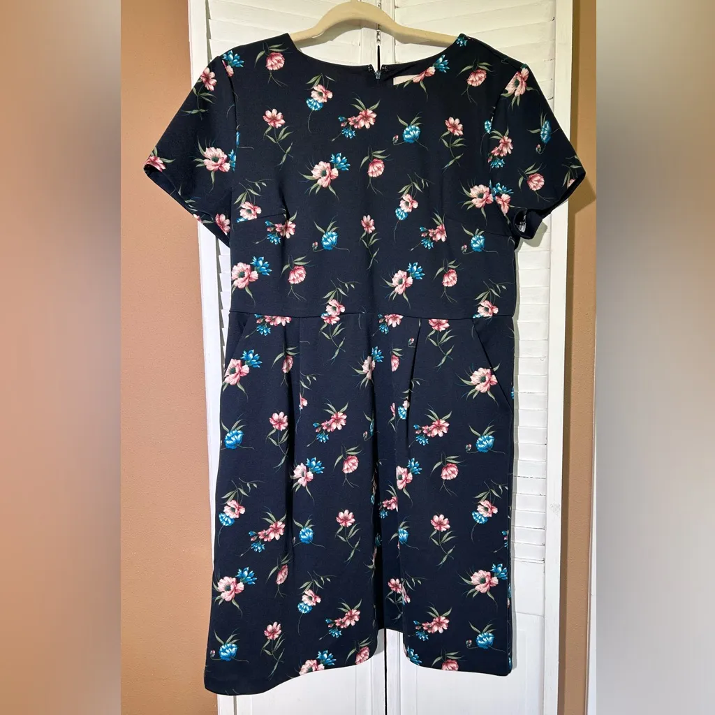 Ann Taylor LOFT outlet womens size 16 navy blue floral pocket midi dress NWT - Image 4