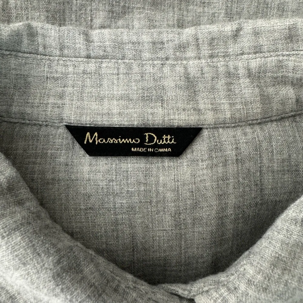 Massimo Dutti Shirt Women Medium Gray Button Up Neutral Office Career Minimalist - Image 7