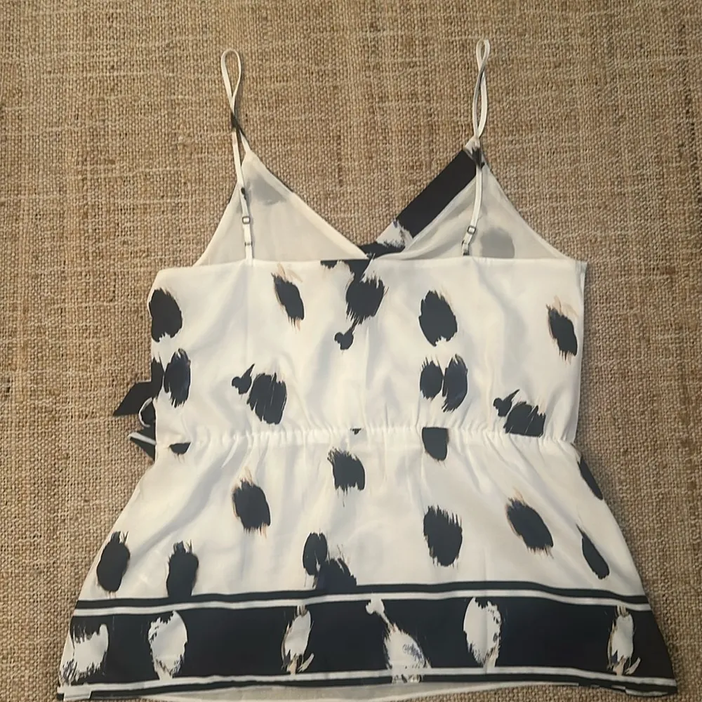 Banana Republic Side-Tie Wrap Tank Catherine Animal Print Ivory with Navy Sz Med - Image 4