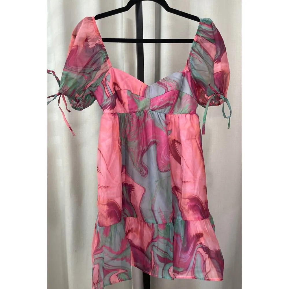 Amanda Uprichard Sicily Mini Dress Mystic Pink Blue Size Small Lightly Worn - Image 2