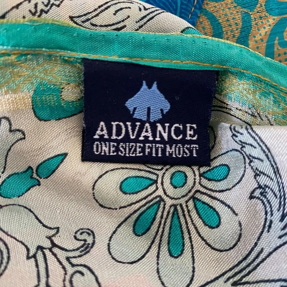 Fairy Grunge Teal Blue Green Gold Paisley Layered Silk Midi Maxi Wrap Skirt OS Size undefined - Image 7