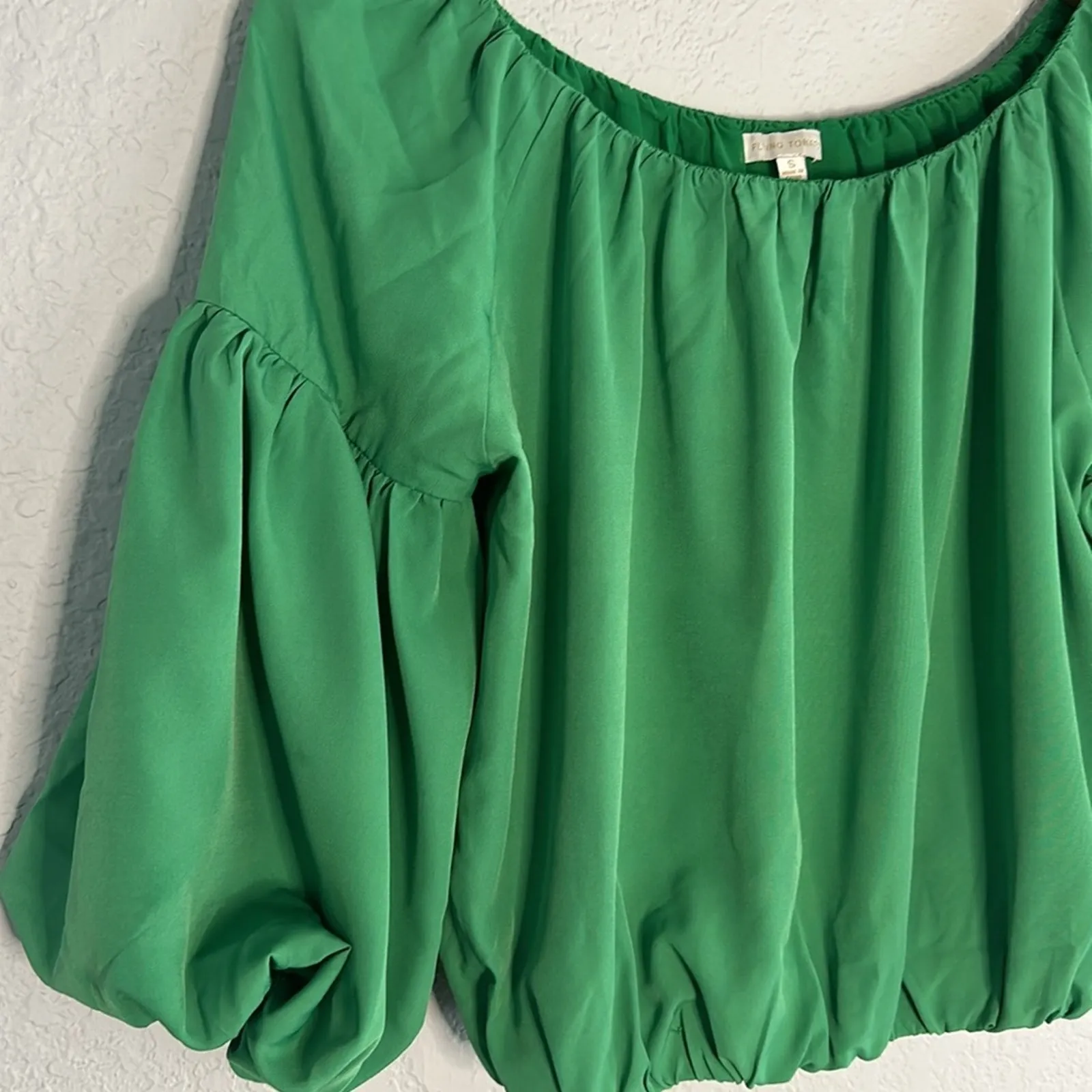 Flying Tomato Kelly Green Crop Top Balloon Sleeves Puff Preppy St. Patricks Day - Image 2
