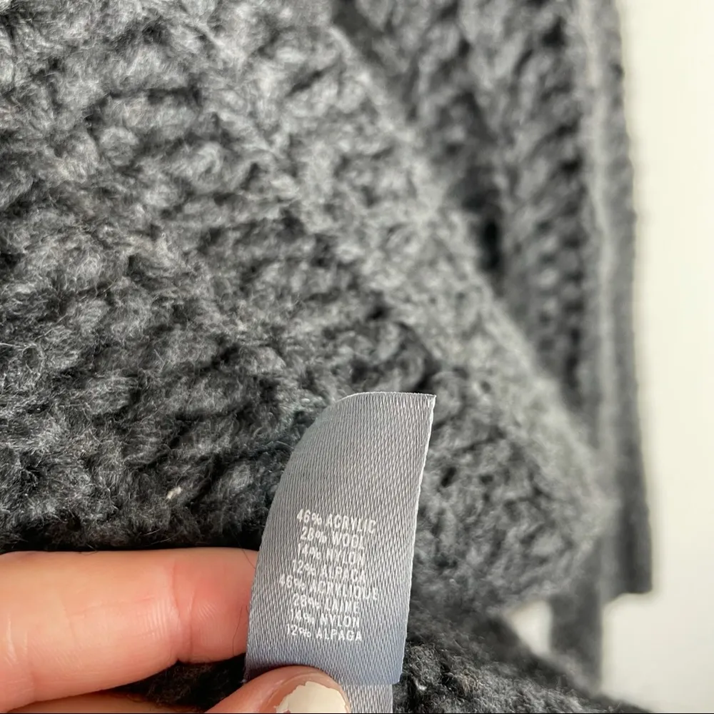 Aerie Grey Chunky Knit Mock Neck Wool Alpaca Sweater - Image 9