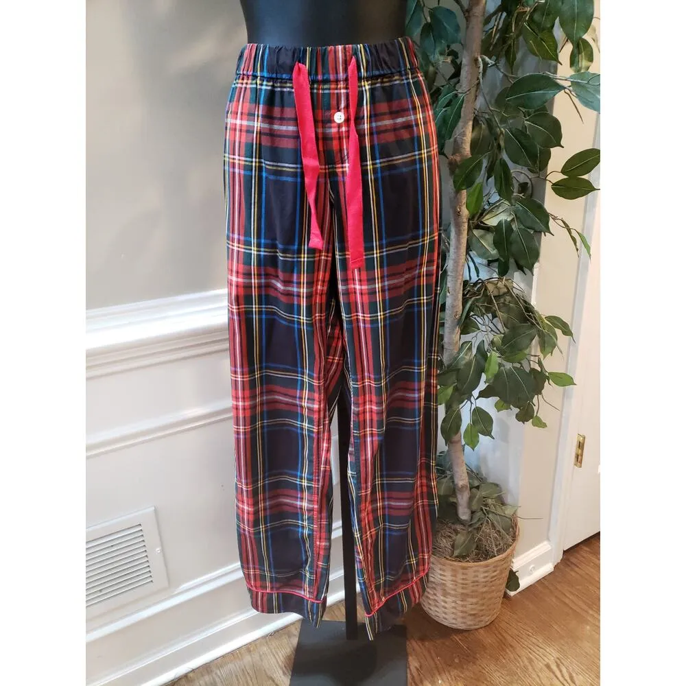 J. Crew 2 Piece Shirt & Pants Womens Size M Blue Red Ribbed Long Sleeve Pullover - Image 2