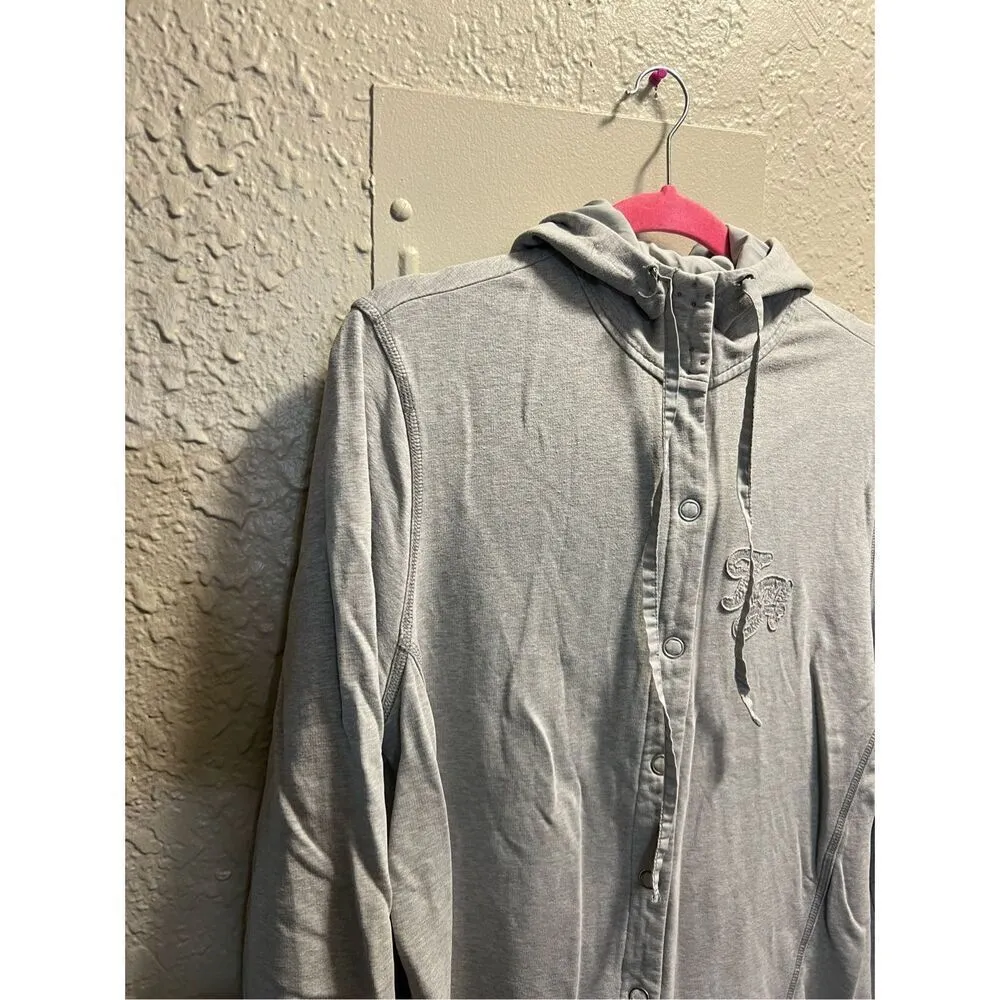 Tommy Hilfiger Grey Snap Button Up Woman’s Hoodie Size 1X -Flaw On Sleeve - Image 3