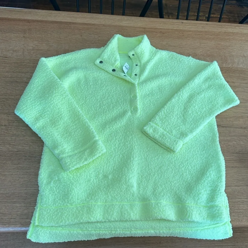 Aerie NWT Cloud Sherpa Oversized pullover tennis ball green sz medium 24” p2p - Image 14
