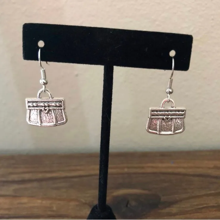 Silver Purse Earrings - Image 2