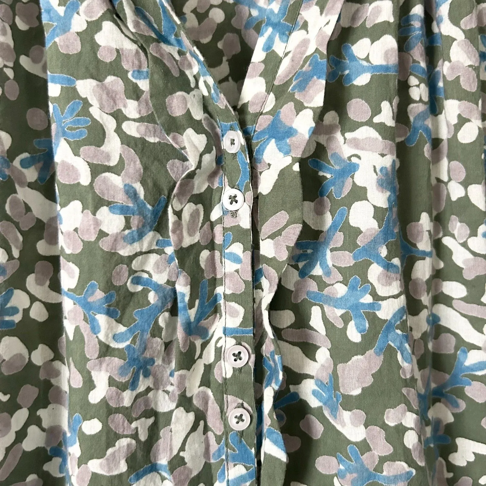 Mirth Amsterdam Top in Green Sweet Pea Print 100% Cotton Size Small - Image 3