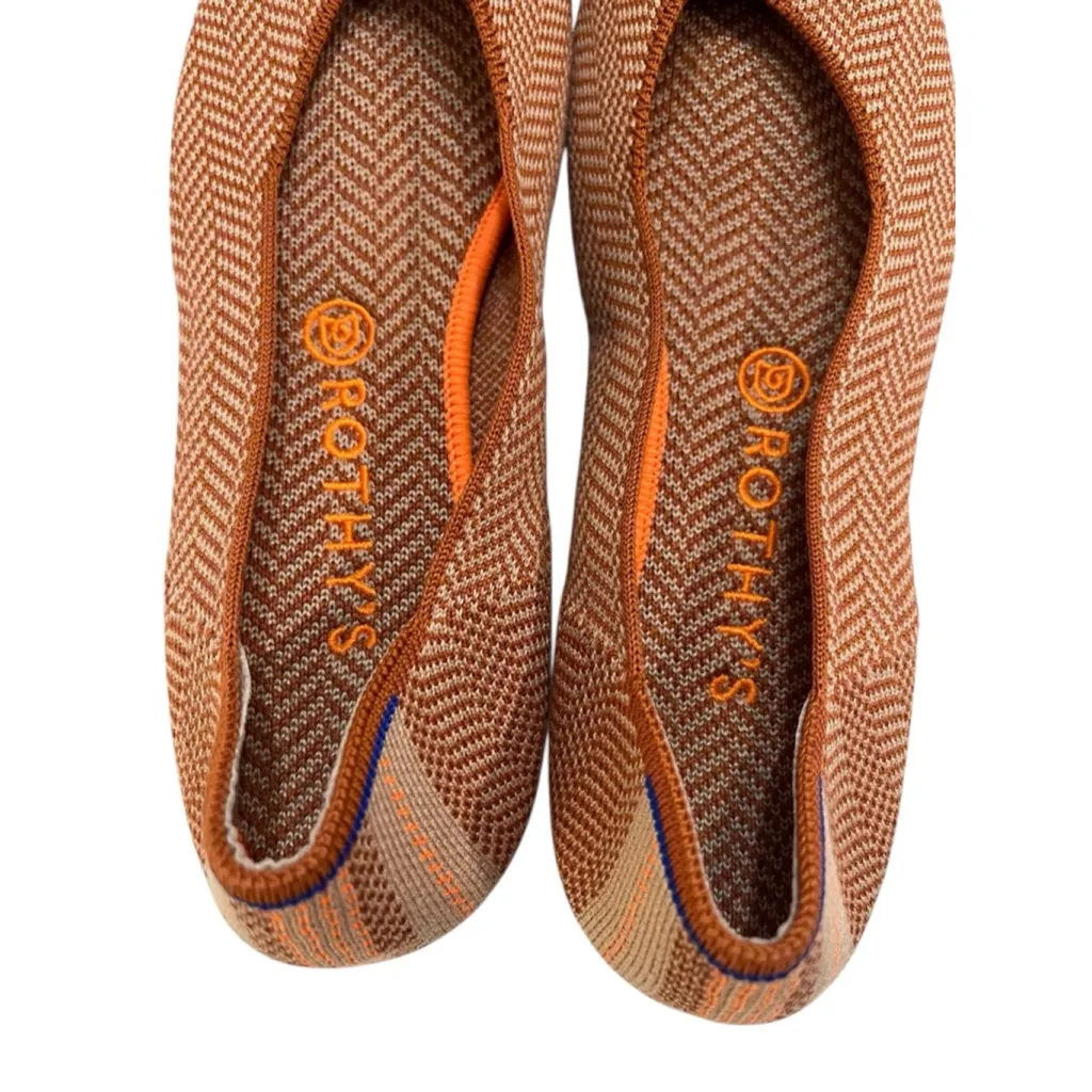 Rothy's The Merino Square Herringbone Flats Size 10 Women's Shoes Casual Orange - Image 5