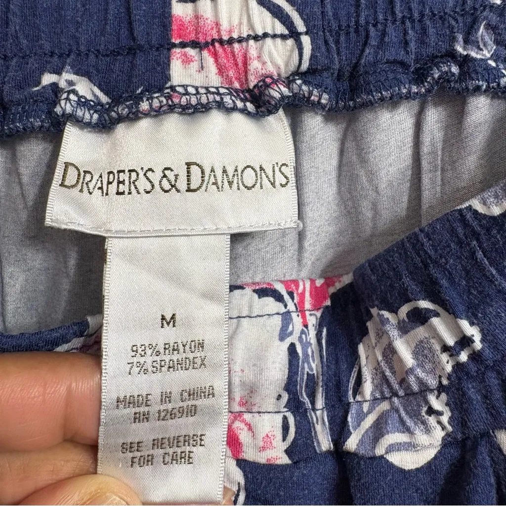 Women’s Draper’s & Damon’s Floral Pajamas Medium Vacation Resort Blue - Image 5