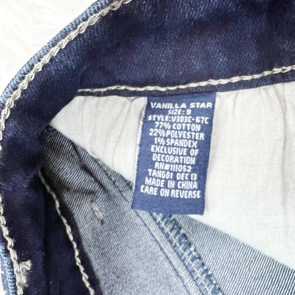 Vanilla Star Dark Wash High Waisted Jean Shorts Size 9 - Image 9