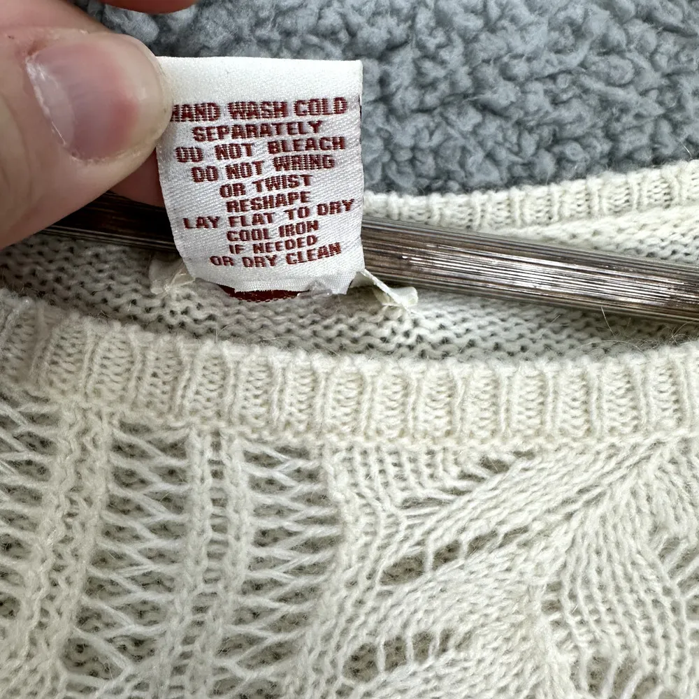 Sundance Catalog Sweater Womens Small Ivory Crochet‎ Knit Alpaca Blend Cottage - Image 7