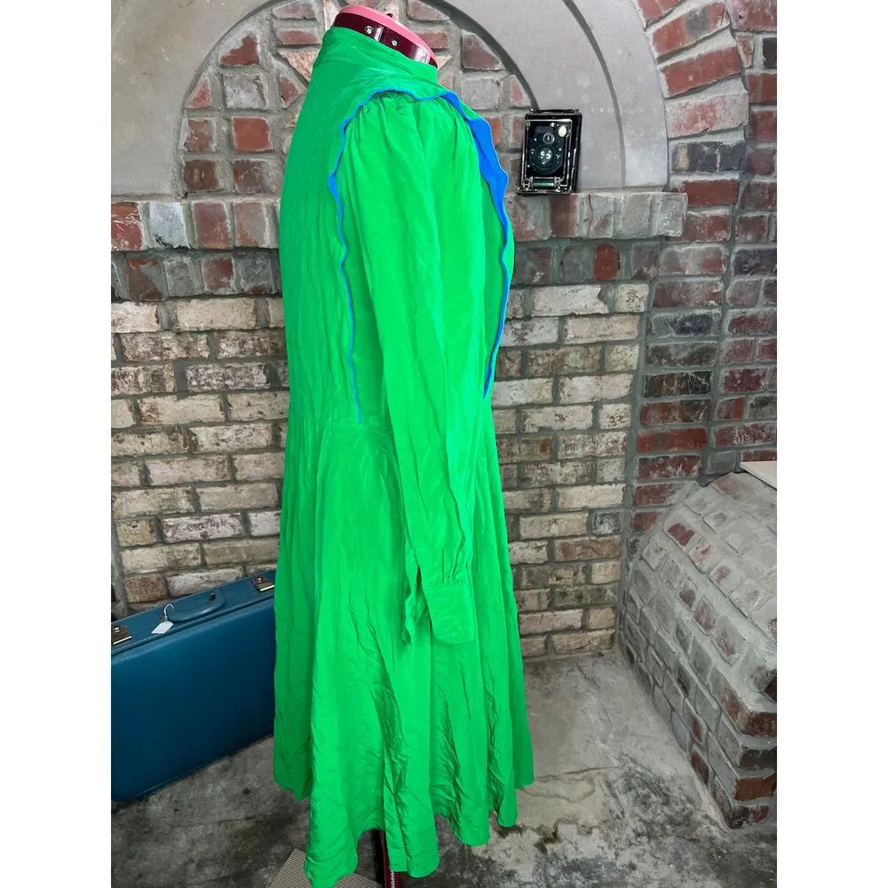 dress 100% silk green blue Size 8 - Image 8
