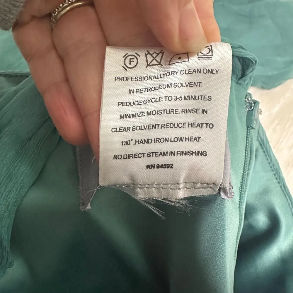 Amsale cocktail dress‎ silk chiffon formal green sexy romantic 4 one shoulder - Image 4