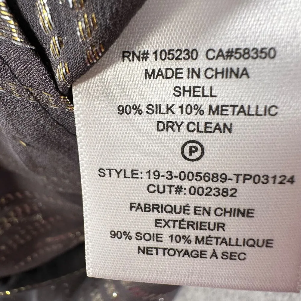 EQUIPMENT Femme Jecinthe Silk Shirt Women's Medium Gray Metallic Sheer Button - Image 8