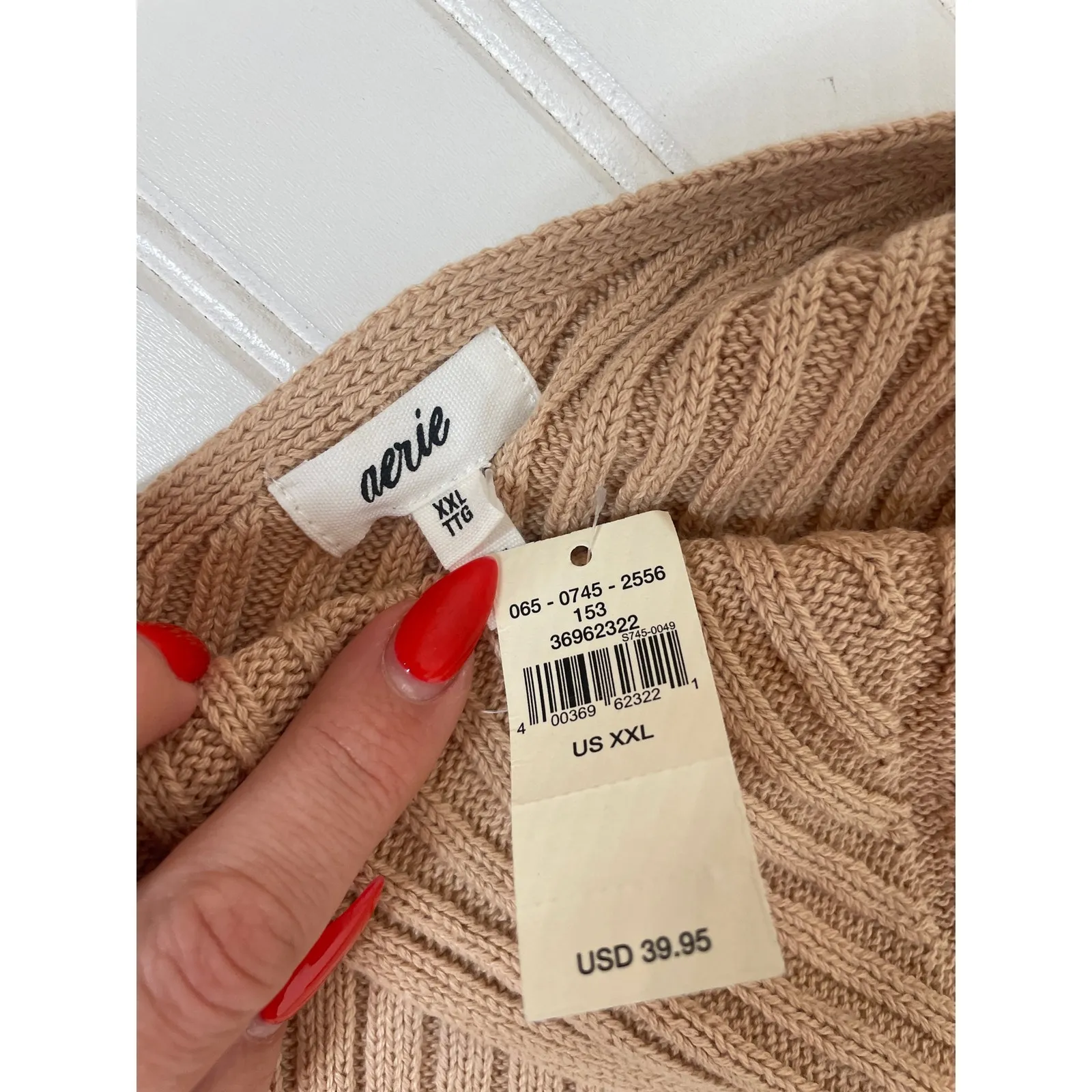 NWT Aerie Tan Ribbed Cropped Tank & American Eagle Black Ribbed Tee Bundle XXL - Image 6