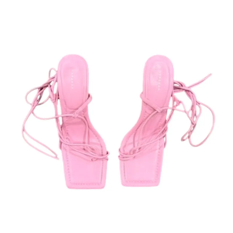 Topshop Roisin Ghillie Tie Sandal Heel in Pink, Size UK7/US9 - Image 2