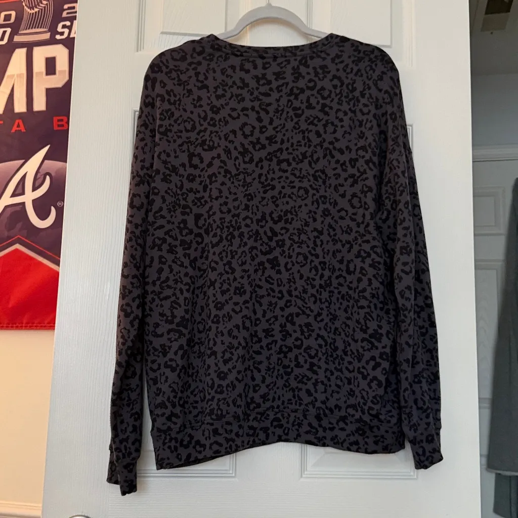 Athleta Black Leopard Long Sleeve Crewneck - Image 3