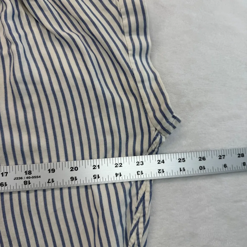 Madewell Striped Button-Up Shirt Short Sleeve Relaxed Fit Blue White Size S READ - Image 2