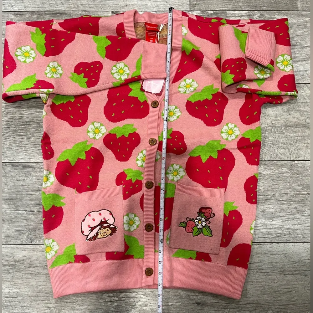 Strawberry Shortcake Allover Strawberry Print Women's Cardigan (Medium) - Image 9